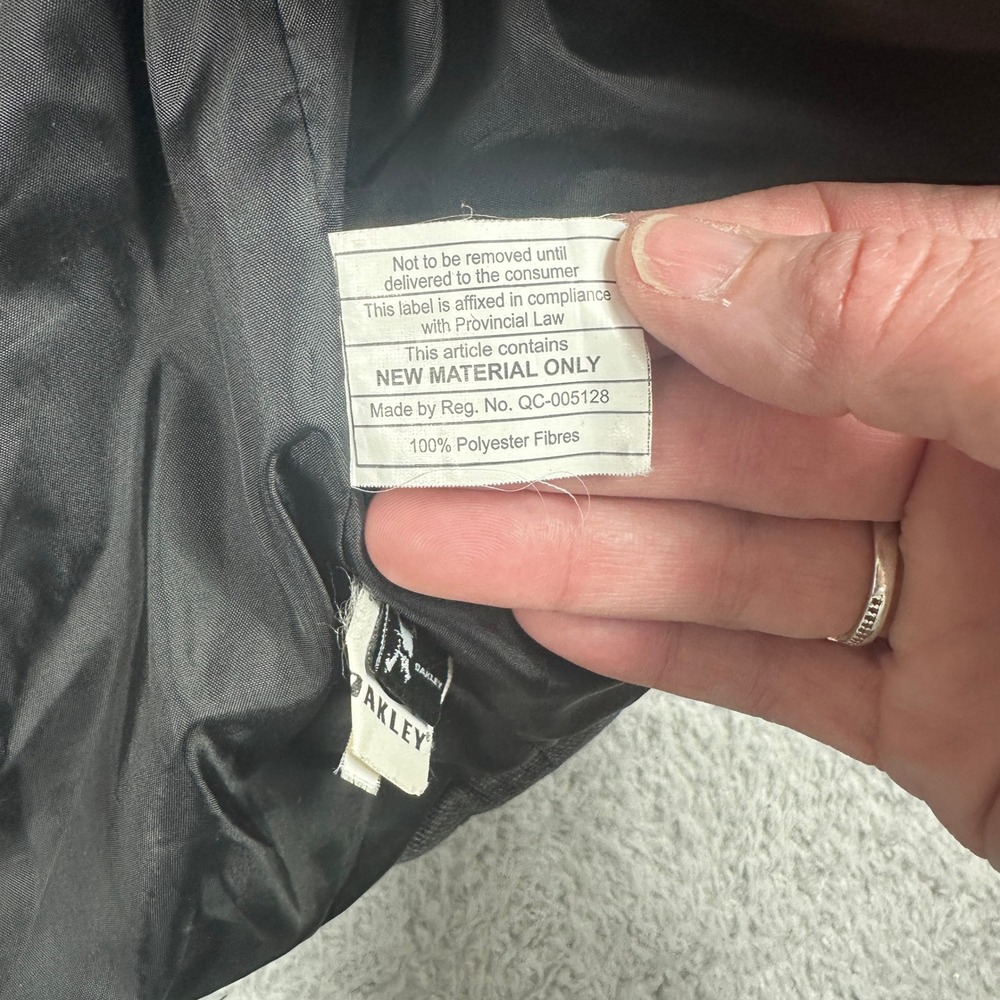 Oakley Hooded Insulated Jacket Mens Medium Gray Snap Front Full Zip Parka Coat - Picture 12 of 14